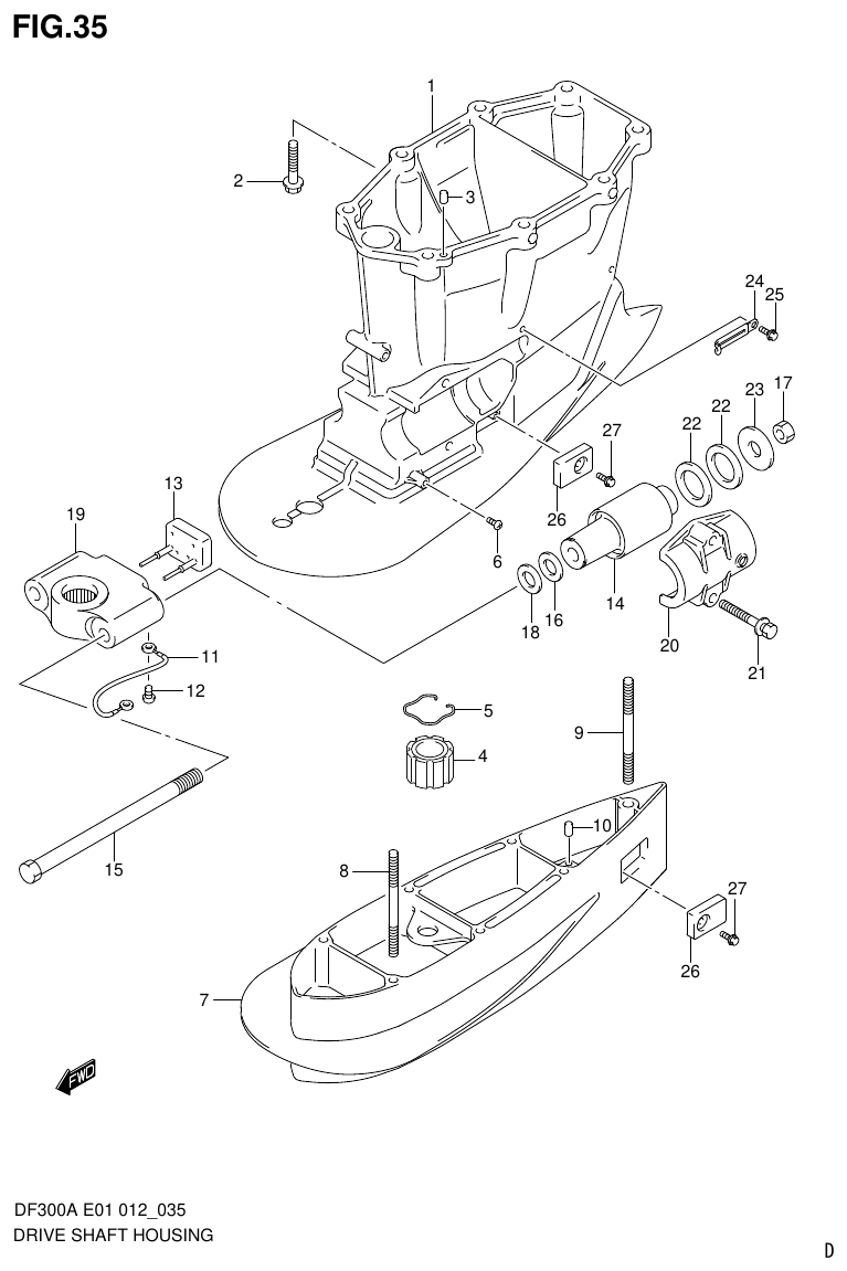 Suzuki DF300AP DRIVE SHAFT HOUSING parts diagram